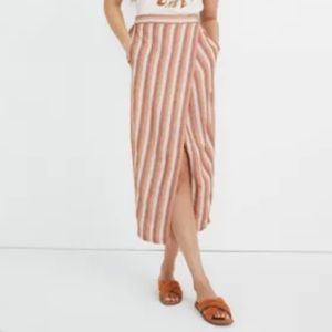 Madewell Pull On Wrap Skirt in Sunset Stripe NWOT